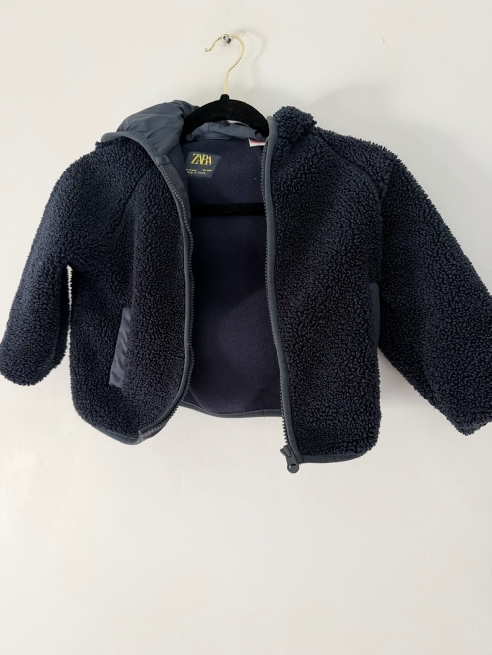 Zara 4T blue fleece full zip sweater hood